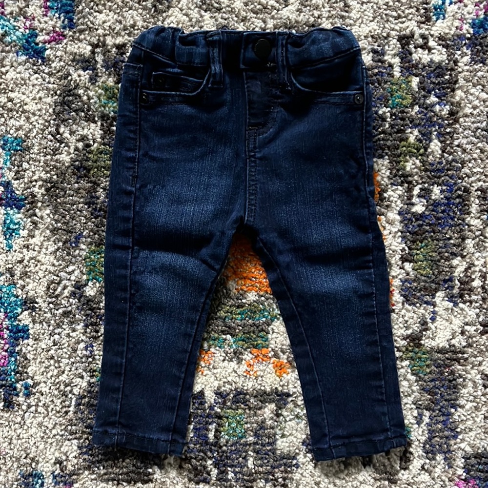 DL1961 Dark Blue Skinny Stretchy Faded Denim Baby Infant Jeans Sz 12 mos